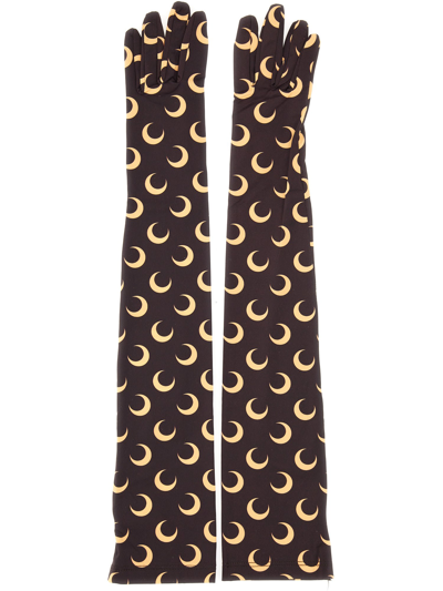 Marine Serre All Over Moon Gloves In Black