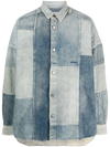 Ambush Patchwork Denim Shirt In Mid Blu No Color