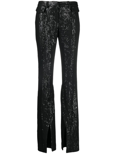 The Mannei Sequin-embellished Straight-leg Trousers In Black
