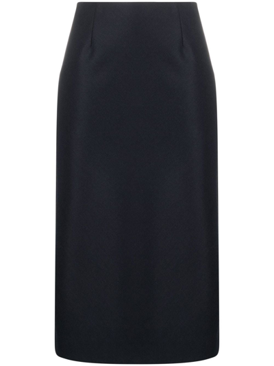 Maison Margiela Navy Classic Midi Skirt In Blue