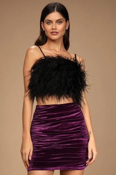 Lulus Right Here, Right Wow Purple Velvet Ruched Mini Skirt