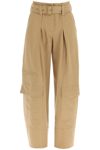 Low Classic Belted Wide-leg Trousers In Beige