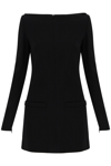 Courrèges Swallow Boat-neck Crepe Mini Dress In Black