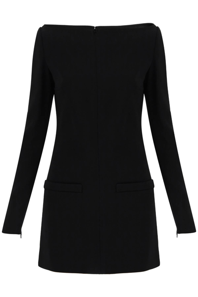 Courrèges Swallow Boat-neck Crepe Mini Dress In Nero
