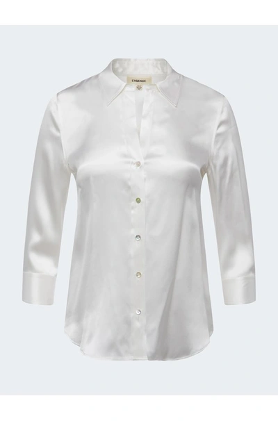 L Agence Dani Blouse In White In Metallic