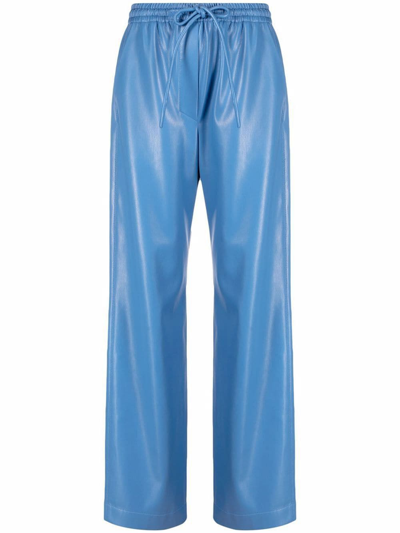 Nanushka Faux-leather Drawstring-waist Trousers In Blue