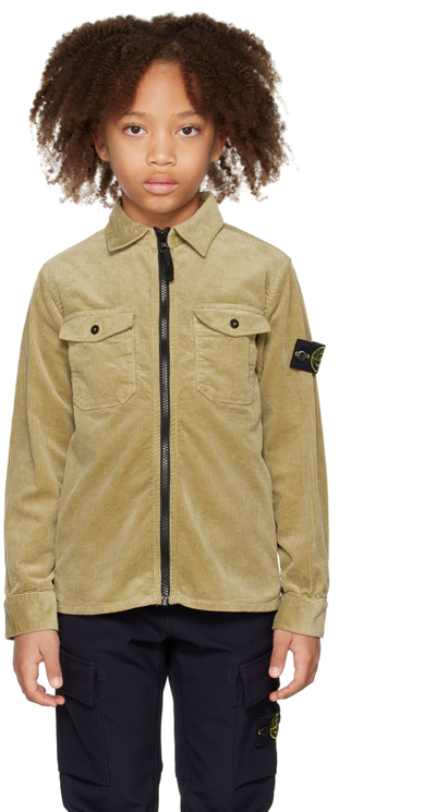 Stone Island Kids Beige Patch Shirt In V0090 Beige