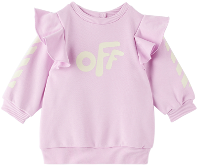 Off-white Babies' Logo-print Ruffle-trim Sweatshirt In Rosa