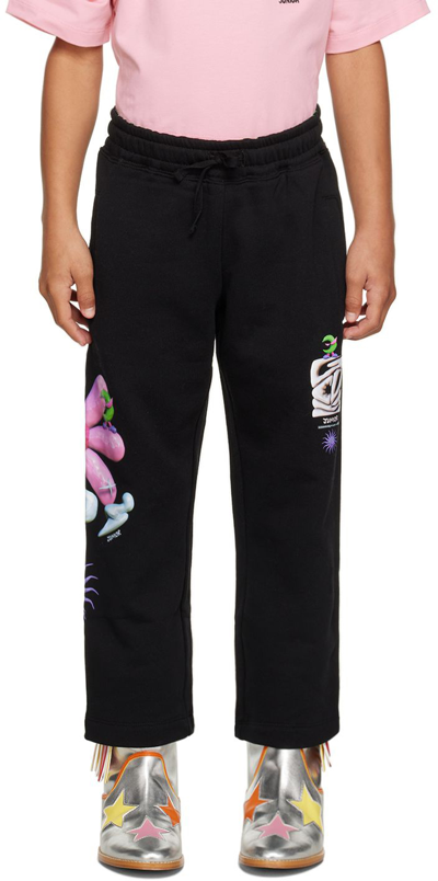 Gcds Kids Black Graphic Lounge Pants