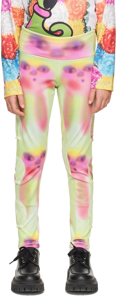 Chopova Lowena Ssense Exclusive Kids Green Spray Paint Alien Tennis Ball Leggings In Multi