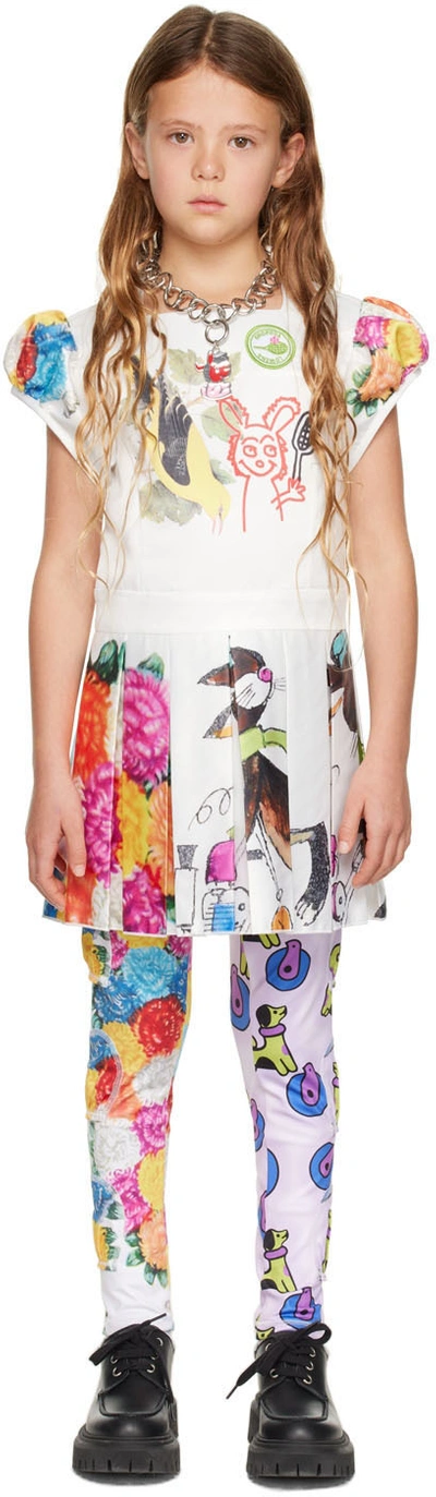 Chopova Lowena Ssense Exclusive Kids White Bird & Floral Dress In White Multi