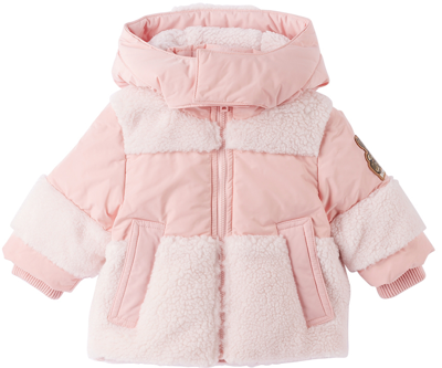 Burberry Baby Pink Paneled Down Jacket In Light Blossom Pink