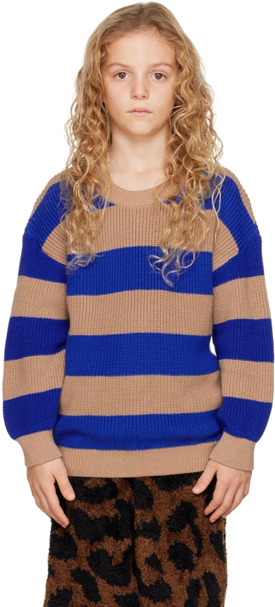 Daily Brat Kids Blue & Brown Charlie Sweater In Sparrow Blue