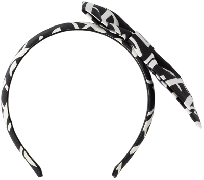 Versace Bow-detail Logo Hairband In Monochrome