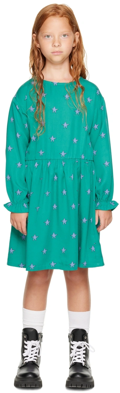 The Campamento Kids' Stars Dress Green In Teal