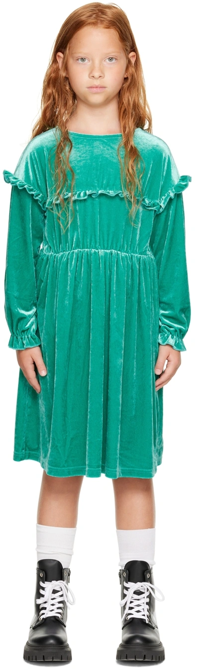 The Campamento Kids Green Frills Dress In Teal