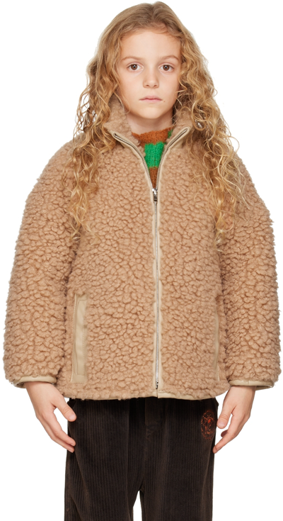 Stand Studio Azalea Faux Fur Teddy Zip Jacket In Beige