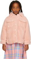 Stand Studio Kids Camille Cocoon Faux Shearling Coat In Pale Blush