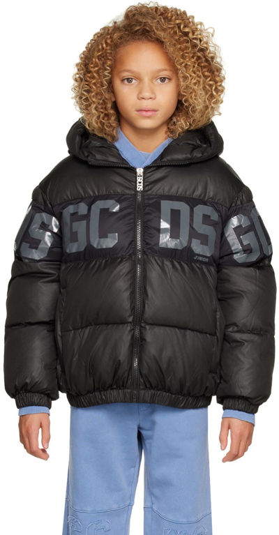 Gcds Kids' Logo-print Puffer Jacket In Black