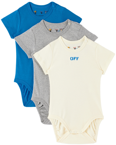 Off-white Pack Of Three Baby-grow Set In Multicolor Mul