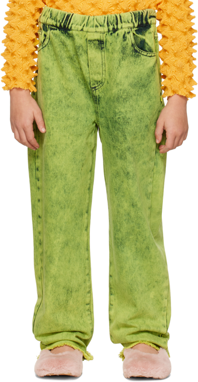M.a+ Kids Green Baggy Jeans In Lime