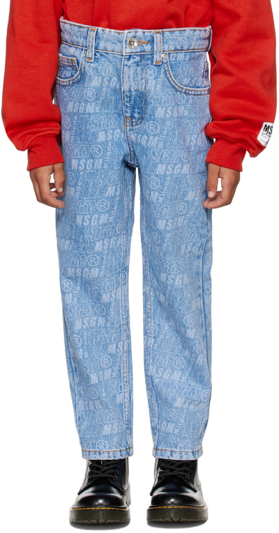 Msgm Teen Girls Blue Tapered Jeans
