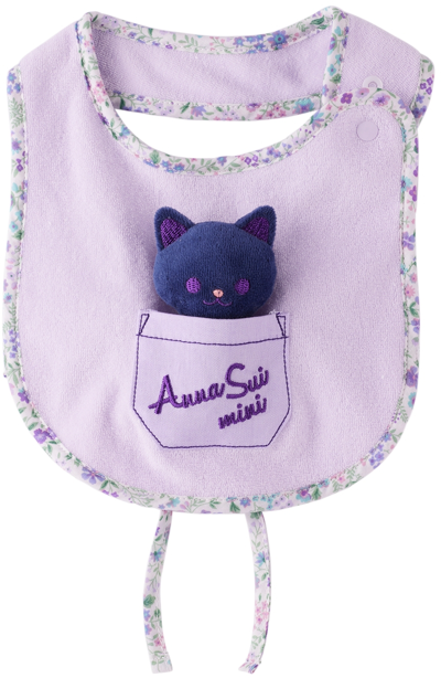 Anna Sui Mini Ssense Exclusive Baby Purple Bib & Rattle Set In Lavender 61