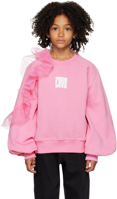 Msgm Kids Pink Printed Sweatshirt In 42 Rosa