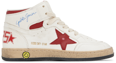 Golden Goose Kids White Sky Star Sneakers In 10350 White/red