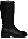 MM6 MAISON MARGIELA KIDS BLACK LEATHER ZIP-UP BOOTS