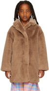 STAND STUDIO KIDS TAUPE CAMILLE FAUX-FUR COAT