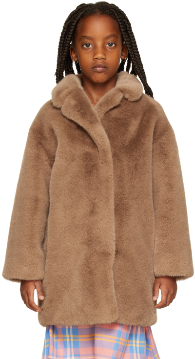 Stand Studio Kids Taupe Camille Faux-fur Coat