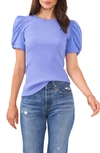 1.state Puff Sleeve Rib Knit T-shirt In Baja Blue