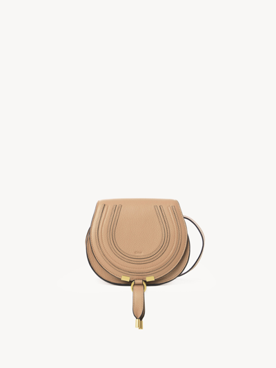 Chloé Petit Sac Porté Épaule Marcie En Cuir Grainé Femme Brun Taille Onesize 100% Cuir De Veau In Brown