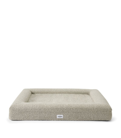 Teddy London Large Bouclé Dog Bed In Grey