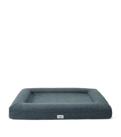 Teddy London Large Bouclé Dog Bed In Blue