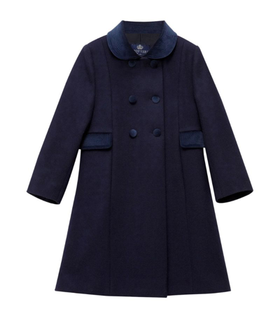 Trotters Kids' Wool Double-breasted Coat (2-5 Years) In Navy