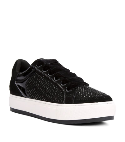 Kurt Geiger Embellished Leather Southbank Sneakers In Black