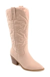 Journee Collection Women's Chantry Mid Shaft Western Boots In Blush