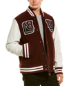 Burberry Men's Extended-pocket Varsity Jacket In Red