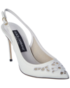Dolce & Gabbana Embroidered Leather Slingback Pump In White
