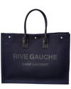 Saint Laurent Women's Rive Gauche Linen Tote In Blue