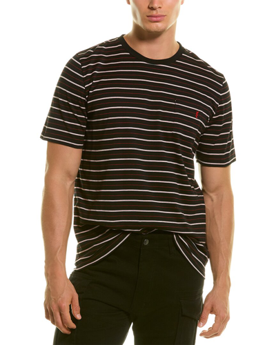 Saint Laurent Striped Monogram T-shirt In Black