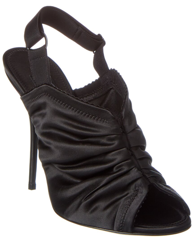 Dolce & Gabbana Satin Slingbacks With Corset-style Fastening In Black