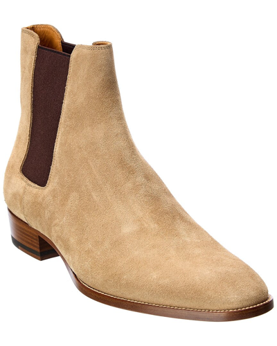 Saint Laurent Brown Suede Wyatt Chelsea Boots