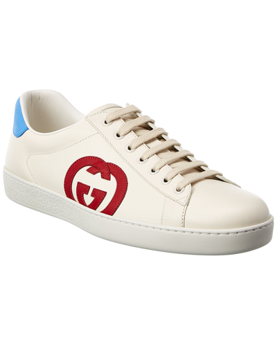 Gucci Ace Interlocking G Leather Sneaker In White