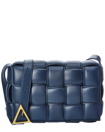 Bottega Veneta Cassette Padded Intrecciato Leather Shoulder Bag In Blue