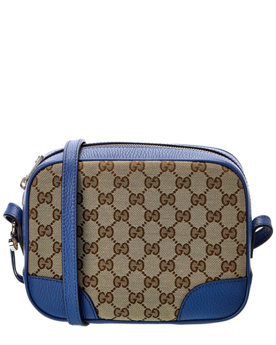 Gucci Gg Canvas & Leather Crossbody In Beige