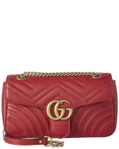 Gucci Marmont Gg Leather Bag In Red
