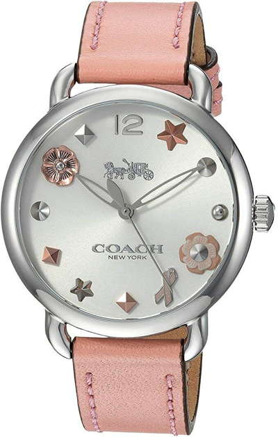 Pre-owned Coach Delancey 14502799 Pink Leather Strap Women's Watch $275 Great Gift